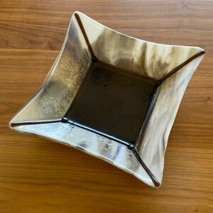 HANDMADE FUSED GLASS ART Chocolate Swirl Design Bowl Platter by: GrAnnie Glass.